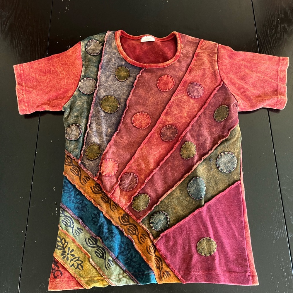 Custom womens Grateful Dead top with hand dyed lazy lightning